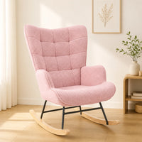 Câline · Fauteuil à bascule tissu teddy, dossier haut