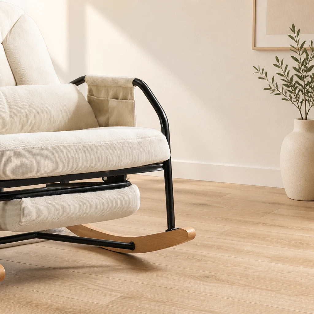 Halte · Fauteuil à bascule inclinable velours côtelé avec repose-pieds