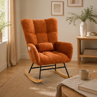 Cocon · Fauteuil à bascule wingback velours teddy, appui-tête réglable