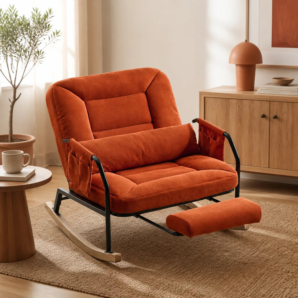 Songe · Fauteuil à bascule inclinable velours côtelé, 4 positions
