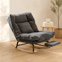 Halte · Fauteuil à bascule inclinable velours côtelé avec repose-pieds