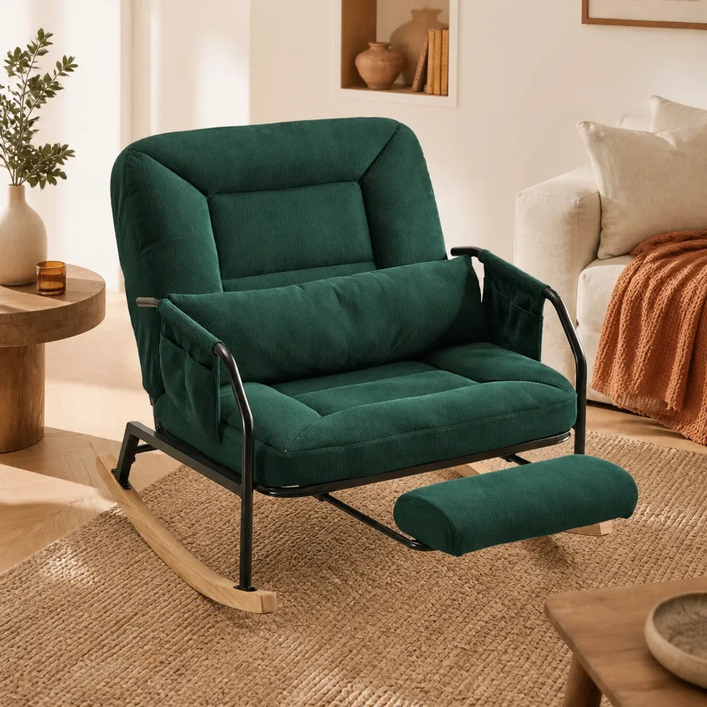 Songe · Fauteuil à bascule inclinable velours côtelé, 4 positions