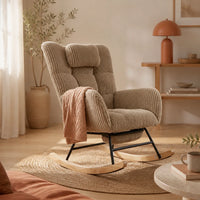 Berceuse · Fauteuil à bascule d'allaitement velours côtelé, repose-pieds
