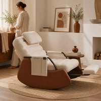 Rêverie · Fauteuil à bascule design velours côtelé et bois massif