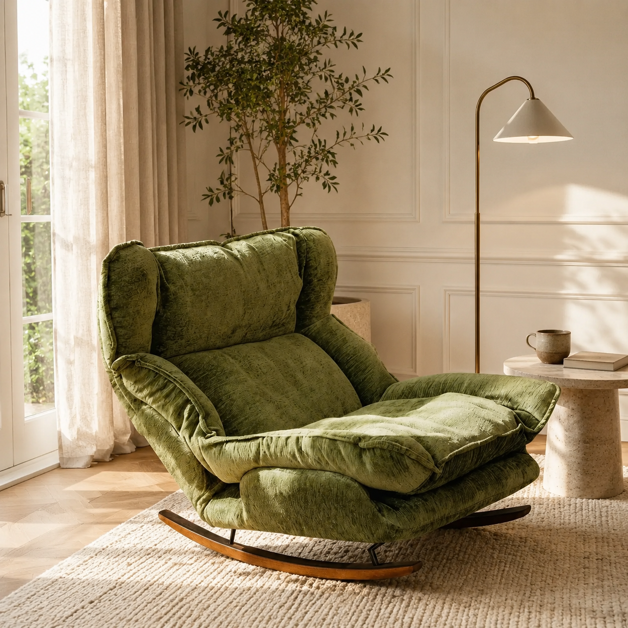 Alcôve · Fauteuil à bascule inclinable 5 positions, tissu chenille