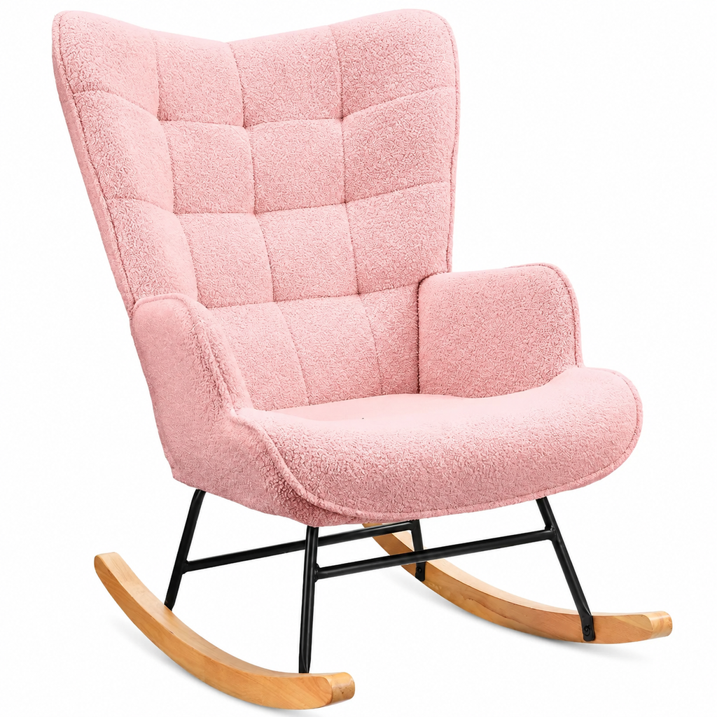 Câline · Fauteuil à bascule tissu teddy, dossier haut