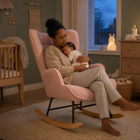 Câline · Fauteuil à bascule tissu teddy, dossier haut