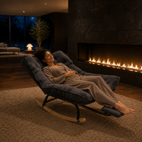 Halte · Fauteuil à bascule inclinable velours côtelé avec repose-pieds