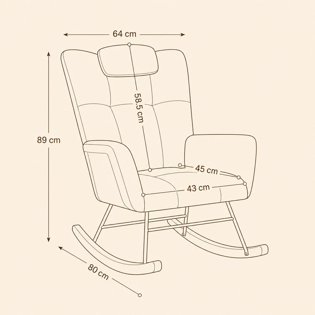 Cocon · Fauteuil à bascule wingback velours teddy, appui-tête réglable