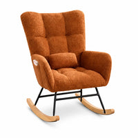 Cocon · Fauteuil à bascule wingback velours teddy, appui-tête réglable