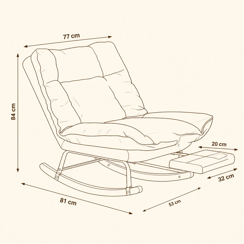 Halte · Fauteuil à bascule inclinable velours côtelé avec repose-pieds