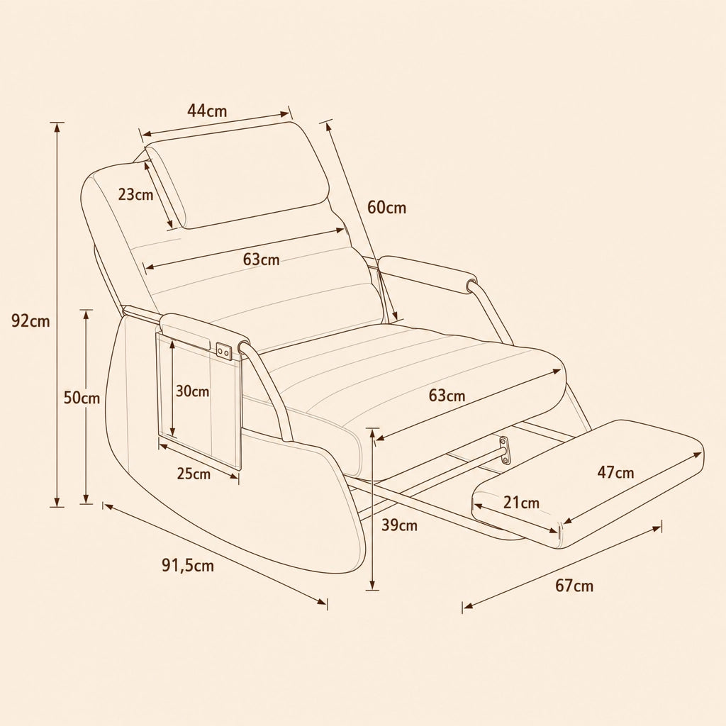 Rêverie · Fauteuil à bascule design velours côtelé et bois massif