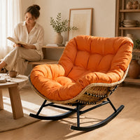 Zéphyr · Fauteuil à bascule papasan rotin, coussin épais