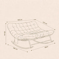 Tandem · Fauteuil à bascule 2 places rotin, coussin XXL