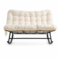 Tandem · Fauteuil à bascule 2 places rotin, coussin XXL