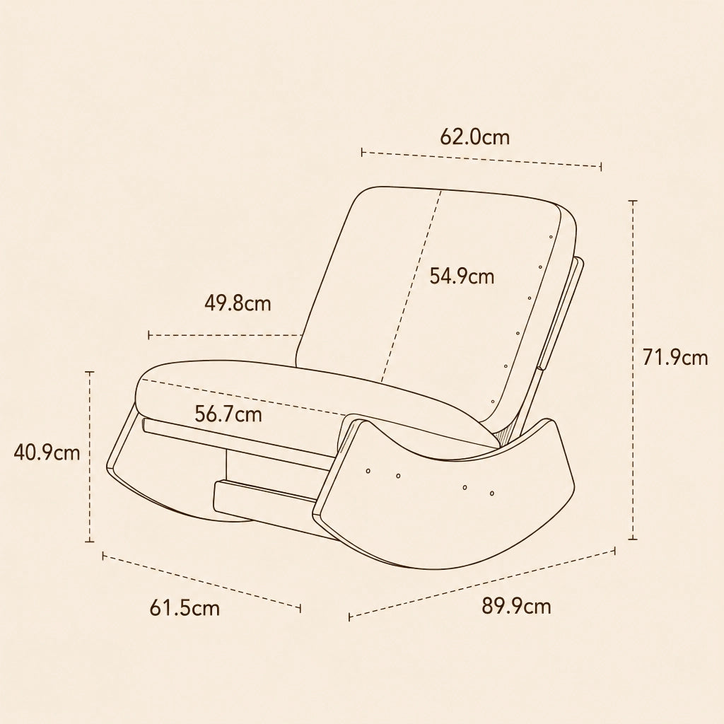 Ambre · Fauteuil à bascule rétro velours côtelé, bois massif