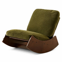 Ambre · Fauteuil à bascule rétro velours côtelé, bois massif
