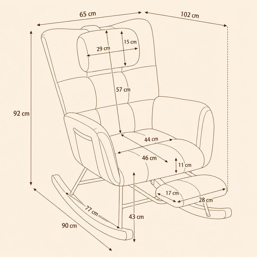 Berceuse · Fauteuil à bascule d'allaitement velours côtelé, repose-pieds